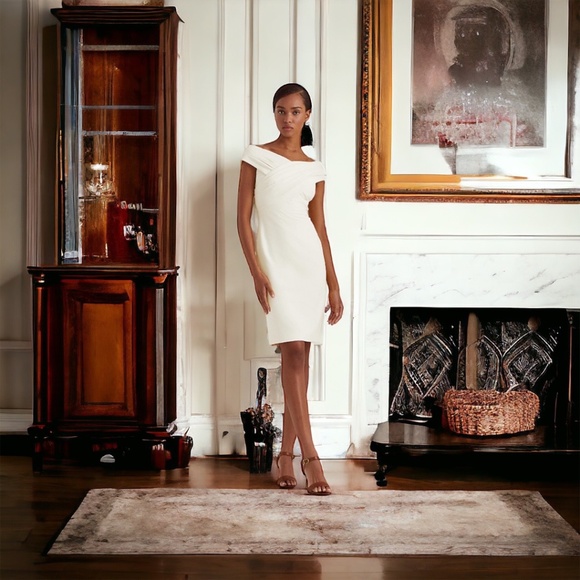 NWT Lauren Ralph Lauren Crepe Off the Shoulder Cocktail Dress - Picture 3 of 9